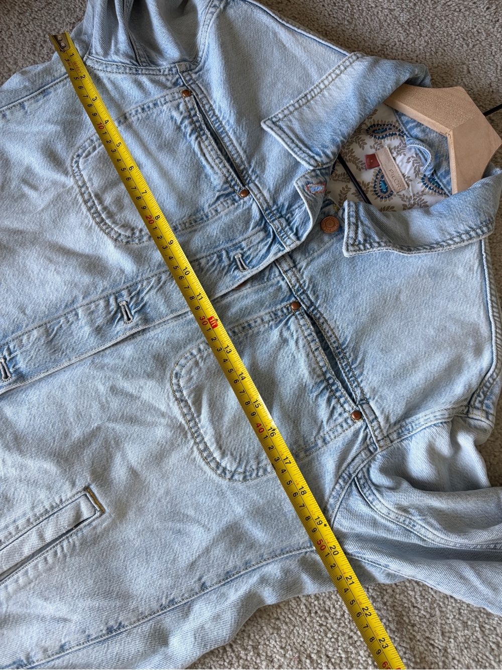 Anthropologie Pilcro Drapey Denim Shirt Jacket Small Light Wash Oversized - Picture 10 of 16